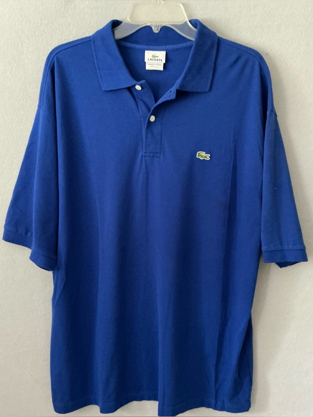 Lacoste Mens Vintage Classic Pique Polo Shirt Size 7 XXL Blue Designed in France
